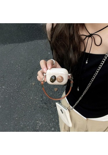 Apple Airpods 3. Nesil İle Uyumlu Kılıf Kalp Leopar Taş Kiraz Desenli Fiyok Tutmalı Kılıflar Yeşil