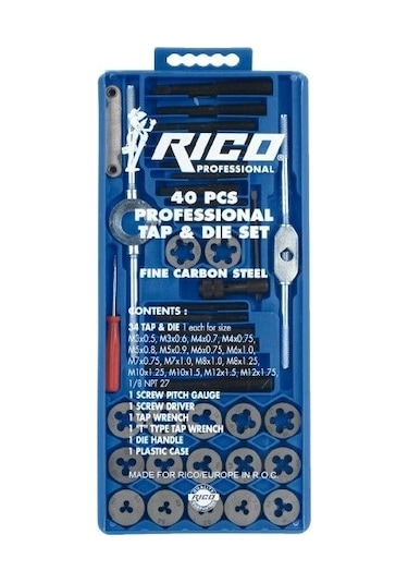 Rico 005-RC3240 40 Parça Klavuz Pafta Seti Metrik Set Kılavuz Pafta