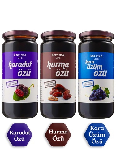 3'lü Fırsat Paketi - Karadut Özü, Hurma Özü, Kara Üzüm Özü
