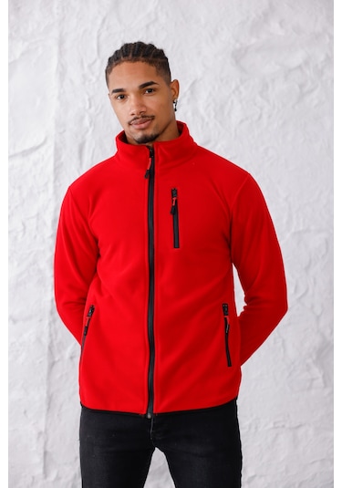 Monox Erkek Biyeli Fermuarlı Spor Polar Ceket Saks