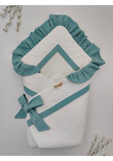 Bebek Battaniyesi Kundağı %100 Pamuklu İnci Waffle Kumaş Yenidoğan Hastane Çıkışı Hediyelik Örtü Yeşil