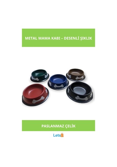Desenli Renkli Metal Mama Kabı 16 Cm Paslanmaz Çelik