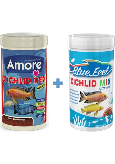 Cichlid Red Granules 1000ml + Blue Feel Cichlid Mix 1000ml Kutu