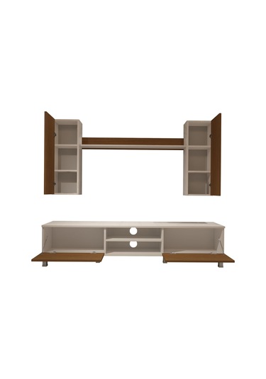 Decoraktiv Eko 7 Slm Dvd Krom Ayaklı Tv Ünitesi Tv Sehpası Beyaz - Ceviz