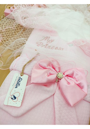 Kız Bebekp Pembe Lüks Duvaklı Kundak Battaniye Stl4786 Beyaz - Fuşya