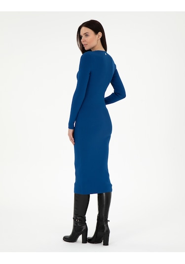Pierre Cardin Kadın Saks Elbise Triko 50290598-vr045 Saks