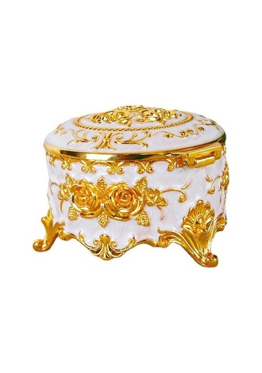 Fortunelane Yüksek Kaliteli Metal Sanayi Ev Dekorasyonu: Renkli Kaplama Kalp Yuvarlak Tasarım Gül Desenli, 8 7.5 5 Cm Saklama Kut