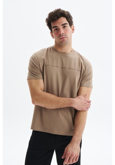 Arma Erkek Regular Fit Yazı Baskılı Süprem Bisiklet Yaka Tişört Y29344472702 Gri-bej G8 Gri