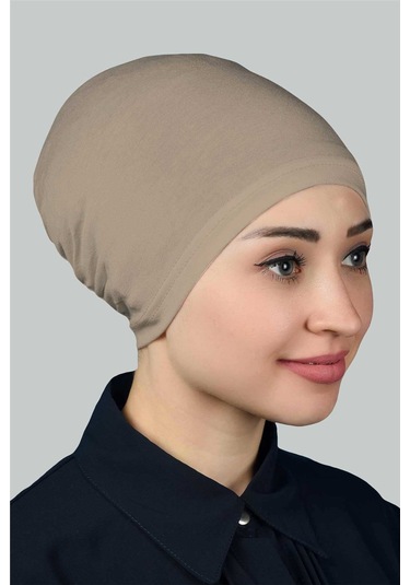 Altobeh Hazır Pratik Geçmeli Lastikli Tesettür Bone - Açık Vizon