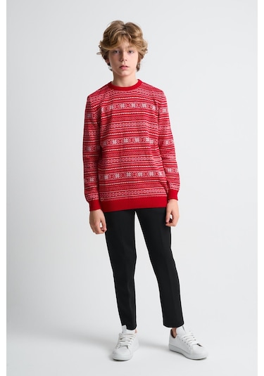 Alexandergardı Bisiklet Yaka Çocuk Triko Kazak C23-7103 Kırmızı