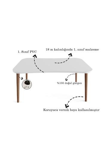 Esma Orta Sehpa Ve Zigon Sehpa 4'lü Salon Seti Sehpa - Çam
