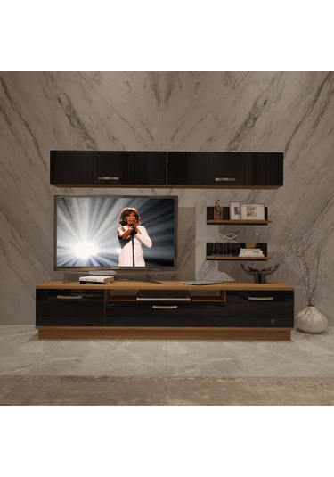Decoraktiv Trendstyle 5 Slm Tv Ünitesi Tv Sehpası Ceviz - Siyah