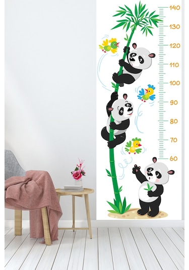 Boy Ölçer Sticker Sevimli Pandalar Ve Kuşlar Temalı