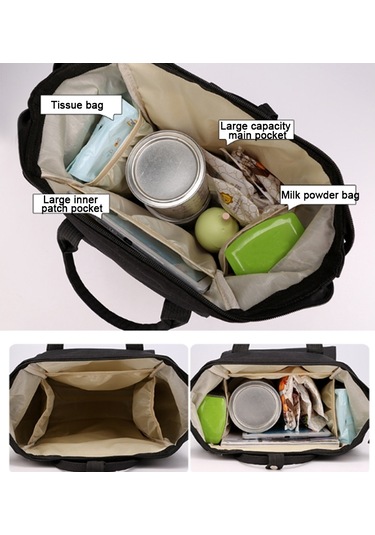 Sones Annelik Şişesi Bebek Bezi Depolama Büyük Kapasiteli Sırt Çantası Mumya Çantası Ayı Siyah