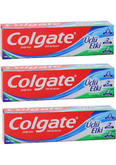 Colgate Üçlü Etki Çürüğe Karşı Etkili Diş Macunu 100 ML x 3
