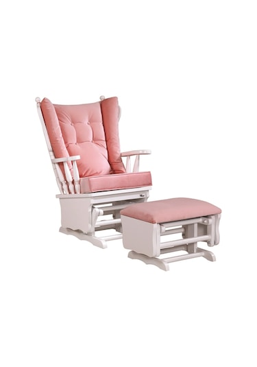 Meltem Kids Sallanır Emzirme Dinlenme Koltuğu Sallanan Sandalye Sallanan Koltuk + Markiz (Beyaz-Pembe 3010)