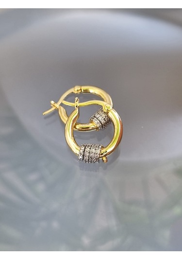 Özel Seri Zirkon Taşlı Halka Küpe Altın