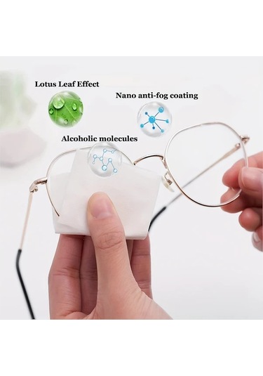 Elmpaly 100 Adet Gözlük Temizleme Mendili Nemlendirilmiş Tek Paket Çiziksiz Lekesiz Buğu Önleyici Gözlük Maske Kamera Lensi İçin