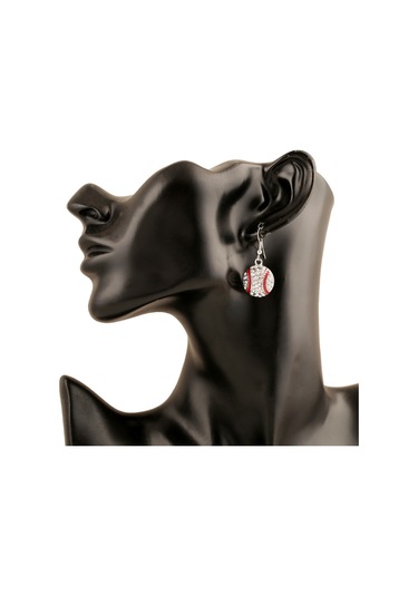 Gümüş 1 Çift Beyzbol Kolye Takı Spor Şeffaf Kristal Silver