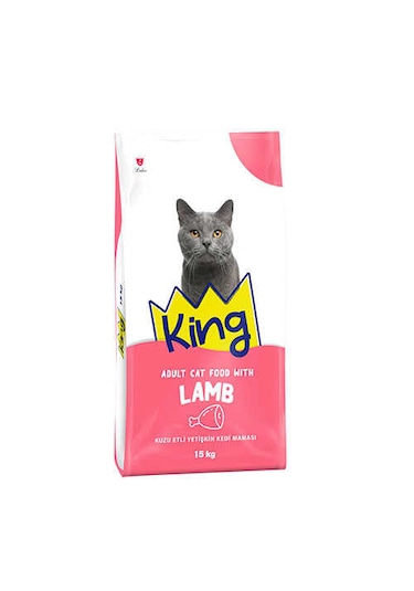 King Plus Kuzu Etli ve Pirinçli Yetişkin Kedi Maması 15 KG