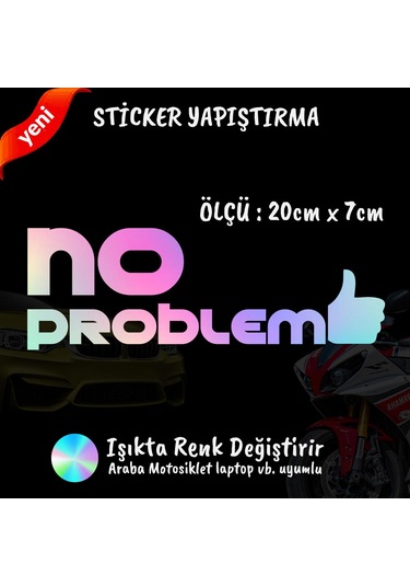 No Problem 2 Adet Hologram Sticker - Modifiye Etiket Yazı