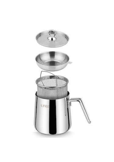 Lines Lkx-1000 4 Parça Çelik Kızartma Tenceresi 13,7x13cm 2lt Paslanmaz Çelik