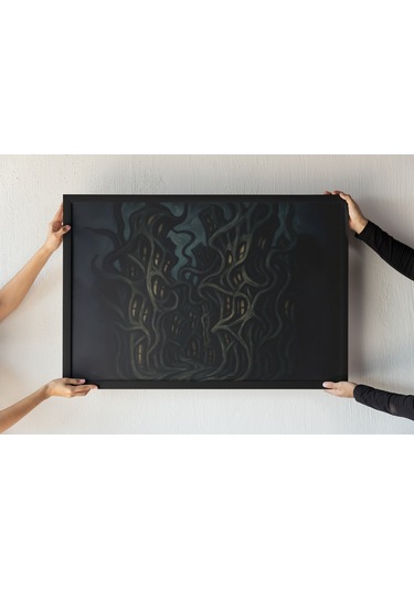 Surreal Architecture Çerçeveli Tablo Bükülmüş Binalar Soyut Şehir Duvar Dekoru 30x42 Cm