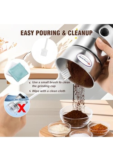 Mini Baharat Kahve Öğütücü Elektrikli 10s Hızlı Öğütücü Çok İşlevli Parçalama Makinesi Kuru Tahıl Değirmeni Baharat Tohumları Pirinç Çekirdeği Çeşniler İçin Gümüş, 110v Siyah