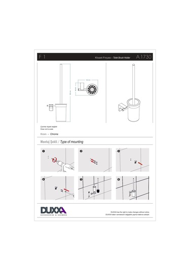 Duxxa F1 Klozet Fırçası- Krom A.1730 Gri
