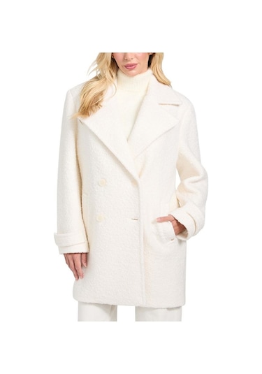 Kadın Leona Yün Karışımlı Kaban - Beyaz Beyaz