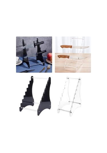 Şeffaf Kesici Teşhir Standı Şeffaf Akrilik Çatal Bıçak Takımı Blok Tutucu Tezgah Organize Ekran Kolay Kurulum Çok Amaçlı Meyve Kesici Raf Standı S