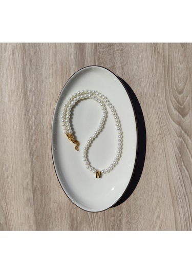 İnci Zerafetinde Harfli İnci Kolye - Kişiselleştirilmiş Hediye 3461000000274 Beyaz