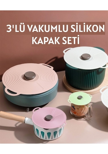 3'lü Vakumlu Silikon Kapak Seti