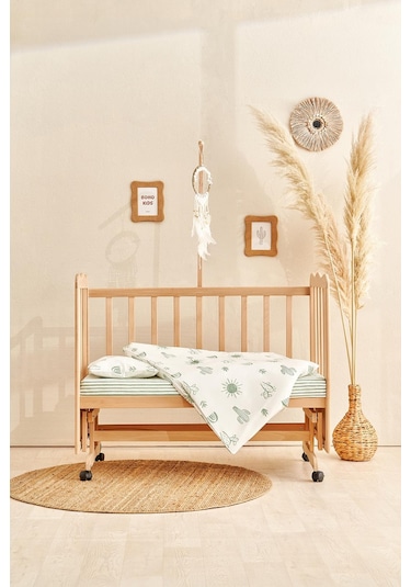 Soley Boho Bebek Nevresim Takımı 100x150 Cm Yeşil