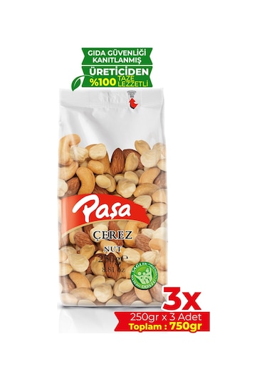 Paşa Kuruyemiş Kavrulmuş Karışık Kuruyemiş 3 x 250 G