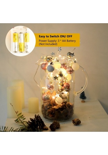 Maoyaya Pembe Beyaz 20 Led Çubuklu Noel Işık Zinciri 2m, Sıcak Beyaz Diğer