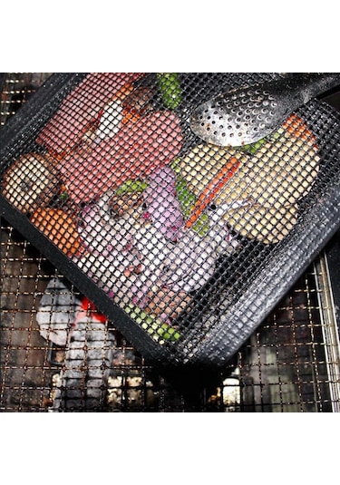 Homyl Açık Barbekü Izgara Örgü Çanta Yapışmaz Isıya S Siyah