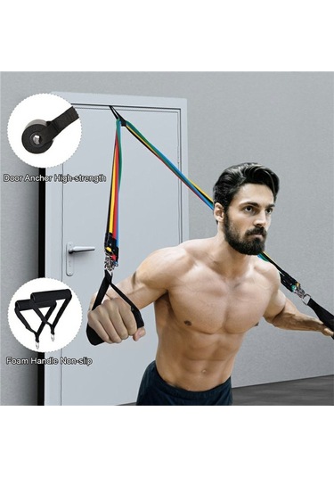 11 Adet / Takım Spor Direnç Bandı Tpr + Naylon Egzersiz Gerginlik Çektirme Egzersiz Elastik Halat