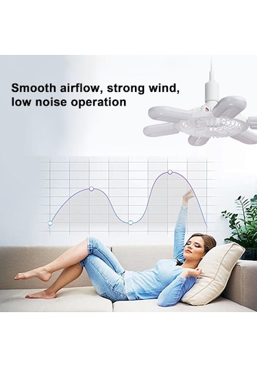 Ranyeek E27 Vidalı 60w Led Fenerli Fan, 4 Seviye Işık Ve Hız Ayarlamalı, Plastik Gövde, Açık/kapalı Boyut Ayarlı, Ac85-265v Geniş Voltajlı