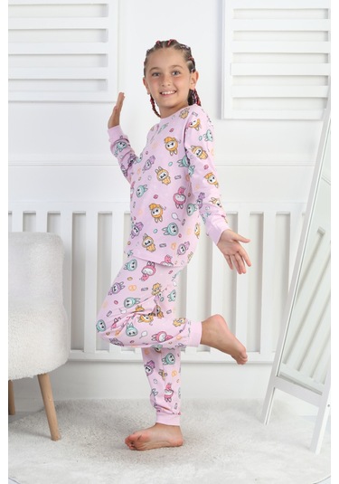 Labubu Desenli Kız Çocuk Takımı Pembe