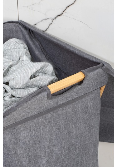 Porsima Mio-100 Bambu Banyo Kirli Çamaşır Sepeti Banyo Düzenleyici Sepet Renkli