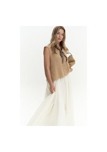 Mai Collection Mai Studios Co. Knitle Rahat Kalıp Triko Tarçın Crop Tarçın