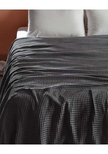 Madame Coco Avril Pamuklu Çift Kişilik Pamuklu Ecocell Lüks Pike - Antrasit Gri