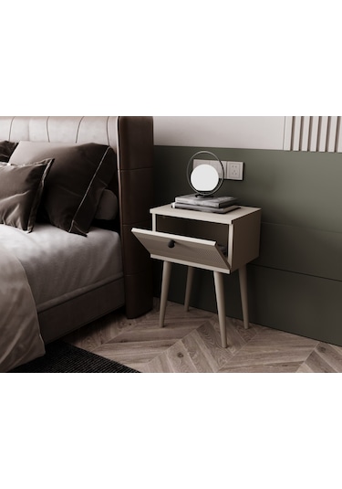 Melura Komodin %100 Mdf Lake Boyalı Ahşap Ayak Kumtaşı