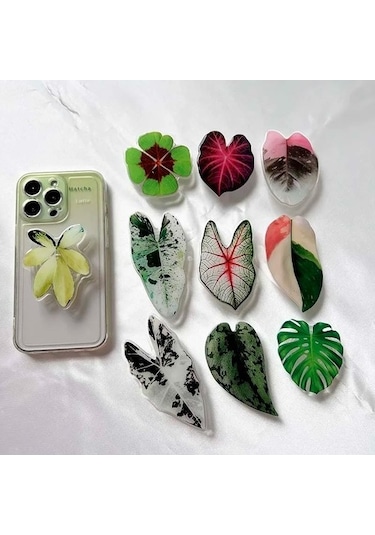 Muduan K001 Soket Katlanır Kavrama Tok Pretty Yaprak Akrilik Telefon Tutucu İphone Uyumlu13 Evrensel Telefon Braketi Griptok Standı Renkli Direksiyon Bjekph