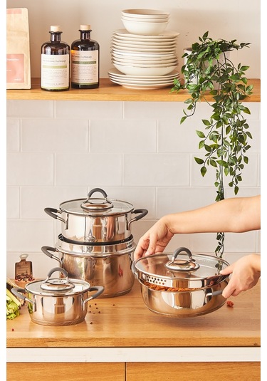 Emsan Unique 8 Parça Çelik Tencere Seti