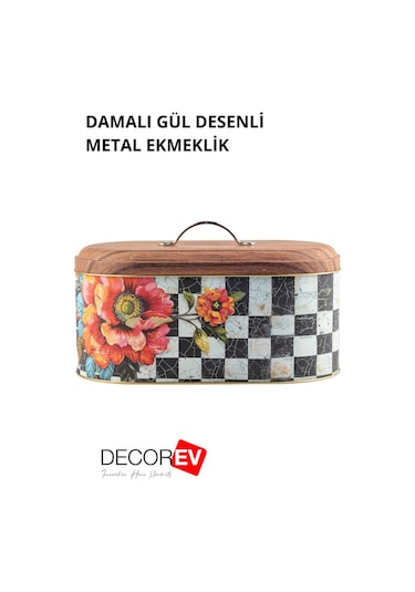Decorev Çiçek Desenli Metal Ekmeklik