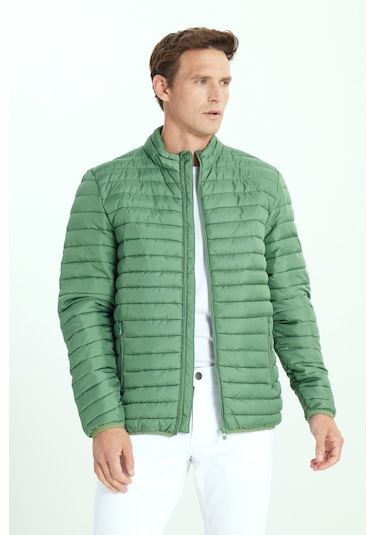AC&Co / Altınyıldız Classics Erkek Yeşil Sıcak Tutan Standart Fit Normal Kesim Dik Yaka Yan Cepli Mont YESIL Yeşil