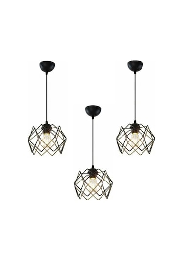 Trend Kitchen 3 Adet Silvano Camsız Avize One Salon,mutfak Sarkıt Avize Siyah