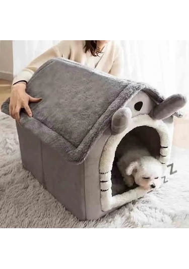 Tineke Klasik Model Yumuşak Kedi Yatağı Derin Uyku ve Kış Evi Medium